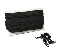 4 Metros Cremallera Continua de Nylon + 10 Cursores Deslizadores de Metal 8#, Cremallera para Coser Ropa, Cremallera de Costura, Cremallera por Metros, (4 Metros, Negro3)