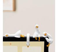 4 mini figuras de ganso de resina, patos perezosos 3D para decoración de computadora, accesorios de escritorio, figuras de exhibición de escultura de manualidades 3D, adornos de animales en miniatura