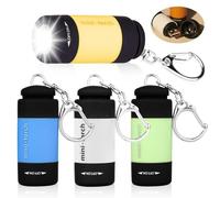 4 mini linternas para niños: mini linterna LED, linternas impermeables con llavero, linterna recargable por USB, linterna de mano para camping, exterior, urgente