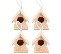 4 mini pajareras de madera para colgar, nidos de madera sin pintar, para manualidades, decoración de jardín al aire libre, 7,1 x 7,6 x 6,1 cm
