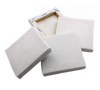 4 mini paneles de lienzo enmarcados en blanco de 7 x 7 cm, cuadrados, pequeños, estirados, 100% algodón, para artistas que pintan con acrílico al óleo o al agua, doble imprimación, marcos preestirados
