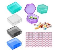 4 mini pastilleros cuadrados, 2 pastilleros hexagonales, 1 etiqueta de etiqueta, impermeable y resistente a la humedad, pastillero portátil para viajes, viajes de negocios, deportes (5 colores)