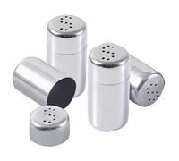 4 mini saleros pequeños de acero inoxidable, 5 ml, salero plateado, pimentero con tapa para especias, hierbas, restaurantes, cocina, viajes, barbacoa al aire libre, camping y exterior