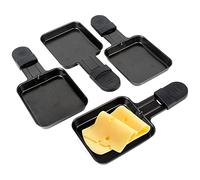 4 Mini Sartenes para Raclette Planchas Asar, Universales de Parrilla Electrica Raclette Revestimiento Antiadherente, Negro