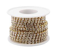 4 mm 5 yardas Rhinestone Cadena, DIY Diamante Artificial Bling Cinta de la Cinta Rollo Decoración para el Banquete de Boda Arreglos Florales(dorado)