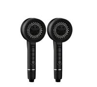 4 Modes Self-cleaning Shower Head With Silicone Brush One-Key Stop Water Massage High Pressure ABS Showerhead(Black 2pcs)