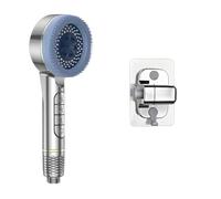 4 Modes Self-cleaning Shower Head With Silicone Brush One-Key Stop Water Massage High Pressure ABS Showerhead(Silver Base Set)
