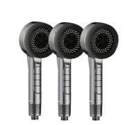 4 Modes Self-cleaning Shower Head With Silicone Brush One-Key Stop Water Massage High Pressure ABS Showerhead(Gray 3pcs)