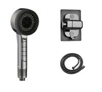4 Modes Self-cleaning Shower Head With Silicone Brush One-Key Stop Water Massage High Pressure ABS Showerhead(Gray Set)