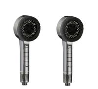 4 Modes Self-cleaning Shower Head With Silicone Brush One-Key Stop Water Massage High Pressure ABS Showerhead(Gray 2pcs)