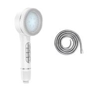 4 Modes Self-cleaning Shower Head With Silicone Brush One-Key Stop Water Massage High Pressure ABS Showerhead(White Hose Set)