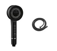 4 Modes Self-cleaning Shower Head With Silicone Brush One-Key Stop Water Massage High Pressure ABS Showerhead(Black Hose Set)