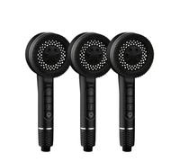 4 Modes Self-cleaning Shower Head With Silicone Brush One-Key Stop Water Massage High Pressure ABS Showerhead(Black 3pcs)