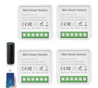 4 módulos de interruptor de luz inteligente de 2 vías, interruptor Smart Life, wifi mini interruptor de relé, interruptor de luz inteligente para el hogar, compatible con Google Assistant y Alexa