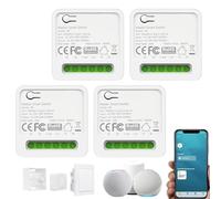 4 módulos de interruptor de luz inteligente, interruptor de luz wifi, 16 a 2,4 GHz, interruptor wifi compatible con Alexa, Smart Life, Tuya, mini interruptor de luz inteligente para electrodomésticos