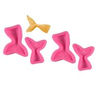 4 moldes de cola de sirena rosa, paquete de 6 moldes de silicona para fondant de animales 3D, moldes de resina pequeños, cola de sirena, caramelos, chocolate, galletas, herramientas, decoración de