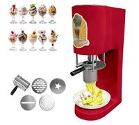 4 moldes de formas para dar forma a los fideos, máquina comercial de prensa para helado tipo espagueti, extrusora de helado con arranque de un solo toque, 30 L/h, fabricada en acero inoxidable(Red)