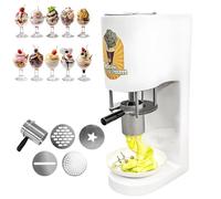 4 moldes de formas para dar forma a los fideos, máquina comercial de prensa para helado tipo espagueti, extrusora de helado con arranque de un solo toque, 30 L/h, fabricada en acero inoxidable(White)