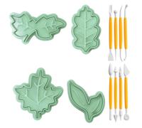 4 Moldes De Hojas, 8 Cuchillos Para Trinchar Para Hornear, Cortadores De Hojas, Cortadores De Galletas De Hojas, Cortadores De Fondant De Hojas De Plástico, Juego De Accesorios Para Hornear