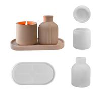 4 moldes de resina para jarrones de silicona, molde para macetas hidropónicas para cemento de yeso epoxi, herramienta de fabricación de macetas de hormigón, soporte para velas, bandeja para joyas, kit