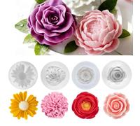 4 moldes de silicona con forma de flor de peonía, forma de vela, silicona 3D, peonía, crisantemo de rosa, clavel para hacer manualidades, jabones de yeso