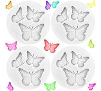 4 moldes de silicona con forma de mariposa para chocolate, decoración de tartas, antiadherentes, bonitos moldes, bandeja para cubitos de hielo, herramientas caseras para manualidades, arcilla polimé