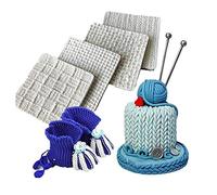 4 moldes de silicona con textura de punto para fondant, decoración de bordes de pasteles, galletas, almohadilla en relieve, decoración de encaje, molde de herramienta
