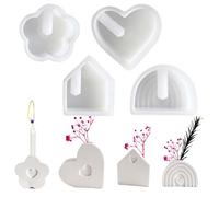 4 moldes de silicona FORMVERSITY Gießform Kerzenhalter Silikonform Weihnachten, Gipsformen zum Gießen, Seifenformen Silikon Gießform Kerzenhalter für StabKerzen Teelichter Blumenarrangement