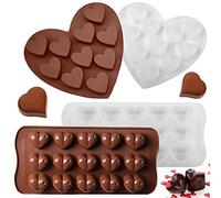 4 moldes de silicona para chocolate, forma de corazón, molde de chocolate con 10/15 cavidades, moldes antiadherentes para cocina, molde para bombones, molde para hornear, accesorios para hornear, San