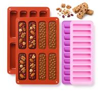 4 moldes de silicona para pasteles, molde de barra de chocolate, moldes de silicona para hornear de 8 y 10 cavidades, antiadherente, fácil de desmoldar, molde de silicona para hornear pan, brownie