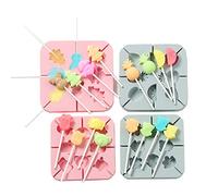 4 Moldes De Silicona Para Piruletas De Frutas Y Animales Con 100 Palitos De Papel, Moldes De Fondant De Forma Linda Para Hacer Piruletas, Decoración Para Tartas De Chocolate Y Caramelo