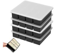 4 moldes de silicona para sopa con tapa, 4 rejillas, recipiente para congelar sopa, fácil de desmoldar, para almacenar caldos, salsas, hielo (negro)