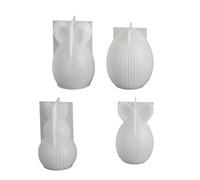 4 moldes de silicona para velas de huevos de liebre de Pascua a rayas, silicona de grado alimenticio para hacer jabón y decoración del hogar, conos de ovocitos a rayas, fundición de elastómero