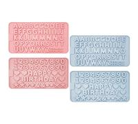 4 moldes digitales de silicona con forma de letras, moldes de chocolate, moldes para decoración de tartas y dulces