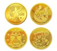 4 Monedas de la suerte,Moneda de Año Nuevo,Centavo de la suerte,Regalos de Año Nuevo,Amuleto de la suerte para Año Nuevo,Ideal como detalle,regalo de Año Nuevo o decoración de mesa para su fiesta