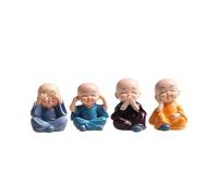 4 Monks Figurine Statue, Cute Little Monks Evilstatue Wealth Lucky Figurine Home Baby Buddha Decor Gift