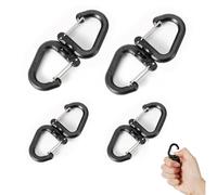 4 mosquetones dobles, S Mosquetón Mini 360 giratorio doble mosquetón, negro doble mosquetón, cadenas de cierre a presión, gancho para mochila, llavero, mosquetón, camping familiar al aire libre