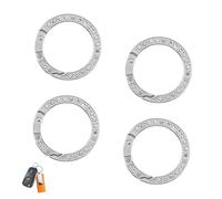4 mosquetones redondos, anillos de metal con brillantes en O, mosquetón, mosquetón, redondo, mosquetón para bolsos, joyas, mosquetón, llavero, mosquetón, hebilla redonda, llavero
