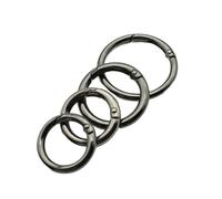 4 mosquetones Redondos con Anilla en O - Llavero con Apertura for Cadenas de Perro, Equipaje y artículos de Cuero.(Black,25mm)
