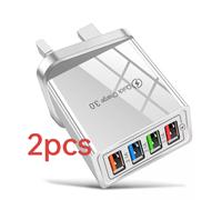 4 Multi-puerto rápido Cargo rápido Hub USB Mains Reino Unido Adaptador de enchufe Pack Charger-2 Pack