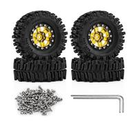 4 neumáticos de aluminio de 1.3 pulgadas de 64 x 26 mm, buje hexagonal de 7 mm, piezas mejoradas a control remoto para FMS SCX24 AX24 TRX4M 1/18 1/24 RC Car (dorado)