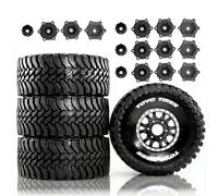 4 neumáticos de goma de 135 x 57 mm + adaptador hexagonal de 12 mm/14 mm/17 mm para TRAXXAS 1/7 UDR 1/8 Maxx Slash Mojave FSR YK DF7 Desert Truck RC Car (negro)