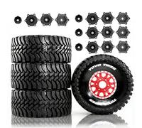 4 neumáticos de goma de 135 x 57 mm + adaptador hexagonal de 12 mm/14 mm/17 mm para TRAXXAS 1/7 UDR 1/8 Maxx Slash Mojave FSR YK DF7 Desert Truck RC Car (rojo)