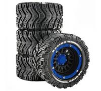 4 neumáticos de goma RC de 90 x 46,5 mm, piezas de repuesto para 1/16 TRAXXAS Summit E-REV 1/16 ARRMA MINI KRATON 3S, Gorgon GROM 4X4, SCY HBX MJX 1/16 1/14 RC Car (negro-azul)