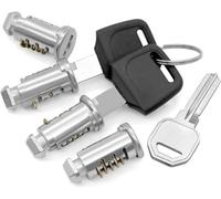 4 núcleos de cerradura para Thule, cerradura de seguridad para portaequipajes de techo, núcleos de seguridad plateados, con 2 llaves y 1 llave de control, para cilindros de cerradura Thule