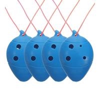 4 ocarinas de 6 agujeros para niños, instrumento de plástico apto para principiantes, color azul, ideal para el aprendizaje temprano y ocasiones especiales