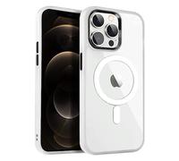 4-OK Funda Magnética para iPhone 12/12 Pro, Compatible con MagSafe, Carga Inalámbrica, Resistente Golpes y Amarillamiento, aro magnético, Carcasa Transparente Híbrida (iPhone 12/12 Pro, Translúcido)