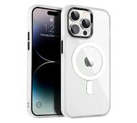 4-OK Funda Magnética para iPhone 15 Pro, Compatible con MagSafe, Carga Inalámbrica, Resistente Golpes y Amarillamiento, aro magnético, Carcasa Transparente Híbrida (iPhone 15 Pro, Translúcido)