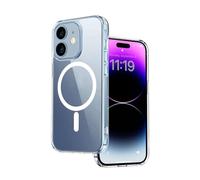 4-OK Funda para iPhone 12/12 Pro, Compatible con MagSafe, Carga Inalámbrica, Carcasa Híbrida, aro magnético, Resistente a Arañazos y Amarillamiento, Transparente (iPhone 12/12 Pro, Transparente)