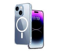 4-OK Funda para iPhone 13, Compatible con MagSafe, Carga Inalámbrica, Carcasa Híbrida, aro magnético, Resistente a Arañazos y Amarillamiento, Transparente (iPhone 13, Transparente)